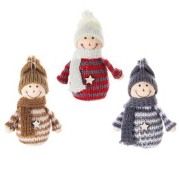 Christmas Tree Decorations Knitted Doll Snowman Hanging Ornaments Holiday Indoor Party Favour New Year Seasonal Decor JK2011PH