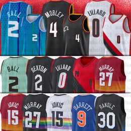 LaMelo 2 Ball Basketball Jerseys Julius Damian 0 Lillard 30 Randle RJ 9 Barrett Sexton Evan 4 Mobley Collin 15 Nikola 27 Jamal Jokic Murray 20202 Men Jersey