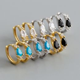 New Wedding Engagement Earring 925 Sterling Silver CZ Zircon Square Earrings For Women Geometric Circle Earring