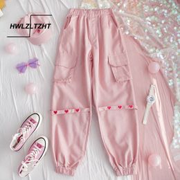 HWLZLTZHT Plus Size Womens Casual Pants High Waist Sweatpants For Women Loose Japanese Harajuku Pants Kawaii Femme Fall Trousers 201031