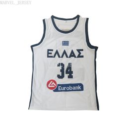 cheap custom basketball jerseys EUROBANK 34 jersey Embroidery bule white 2020 XS-5XL NCAA