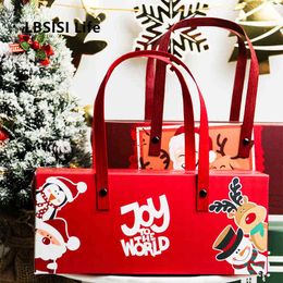 LBSISI Life 5pcs Christmas Handle Gift Box Candy Cookie Paper Boxes Cupcake Chocolate Biscuit Nougat For Merry Christmas H1231