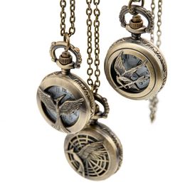 New small Hunger Games pocket watch Quartz movement 27mm vintage necklace fashion watch accessories Korean sweater chain wholesale