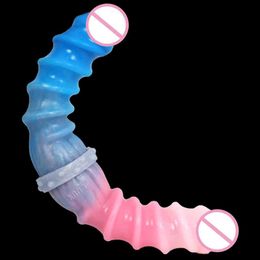 NXY Dildos Anal Toys Luuk New Colour Spiral Silicone Simulation Penis Double Headed Masturbation Female False Adult Sex Products 0225