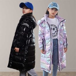 Winter children's down jacket Girls fashion shiny windproof & waterproof coat Boy's black dirt-resistant thick 211222
