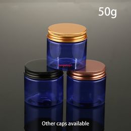 Blue 50g Plastic Bottle 1.8oz Empty Jar 50ml Cosmetic Container Makeup Cream Lotion Candy Tea Coffee Spice Sugar Sample Storagefree shipping