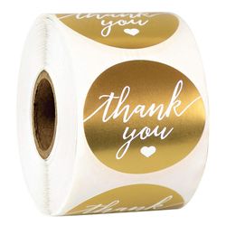 1.5inch 500pcs Gold Color Paper Label Thank You Adhesive Stickers Wedding Envelope Handmade Stationery Baking Decor