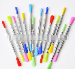 100pcs Wax dabbers Dabbing tool with silicone tips 120mm dabber wax tool Stainless Steel Pipe Cleaning Tool