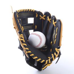 Men Sports Genuine Leather Baseball Gloves for School Match Adults Youth Train 11.5''/12.5'' Brown Baseball Mitt Glove Equipment Q0114