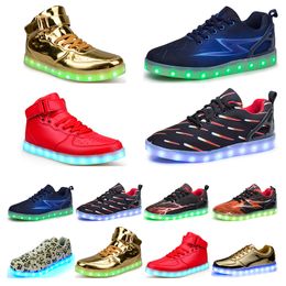Casual luminous shoes mens womens big size 36-46 eur fashion Breathable comfortable black white green red pink bule orange two 36