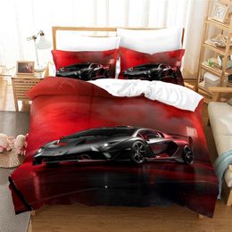 Car Duvet Cover Kids Comforter Car Bedding Sets 3D Queen Size Bedding Set Cars Sports Single KidsBed Set Twin Boy Quilt Covers 201210