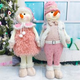 60cm Christmas Snow Couple Decoration Gifts Kids Toys Room Ornaments Standing Plush Xmas Navidad New Year Home Decoration 201201