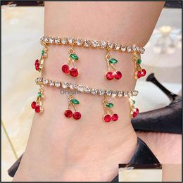 Anklets Jewellery Trendy Cherry Crystal Stars Butterfly Anklet Bracelet For Women Bling Tennis Chain Bohemian Foot Drop Delivery 2021 G5U0T