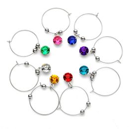 8PCS Crystal Wine Charms Party Favours Bridal Shower Wedding Gifts Identifiers Drink Marker Rings Tags Holiday Event Giveaways