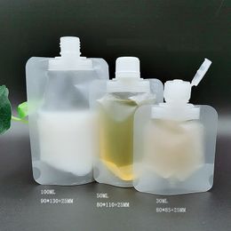 30/50/100ml Clamshell Packaging Bag Stand Up Spout Pouch Plastic Hand Sanitizer Lotion Shampoo Makeup Fluid Travel Bag WB2854