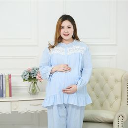 Pregnant mother breastfeeding Pyjamas 3XL-6XL Large size comfortable maternity clothes Pink blue yellow thin section LJ201119