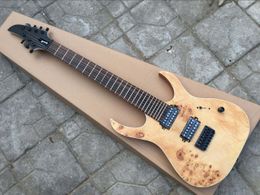 Custom Made 7 strings Natural Wood Electric Bass Guitar 24 Frets Bass Black Hardware China Bass Guitar Free Shipping