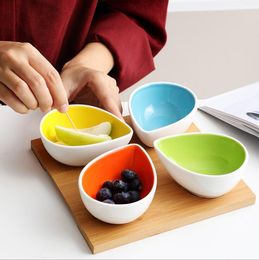 Color contrast ceramic Dinnerware Sets bamboo and wood dried fruit plate divided grid snack candy creative Nordic simple dip plates set