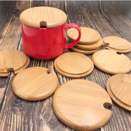 Bamboo Jar Tumbler Lid Cup Cap Mug Cover Drinkware Top With Side Opening For Straw/Spoon Mold-free Dia 82/70mm 86/74mm 90/78mm 94/82mm CG001