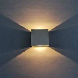 Wall Lamp Silver Square Wand Light 6W COB Luminaire Indoor Corridorup-down AC85-260V Kitchen Living Room Warm Brightness1