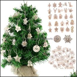 Christmas Decorations Festive & Party Supplies Home Garden 24Pcs/Set Advent Calendar Tree Decoration Wooden Craft Pendant Digital Wood Hangi