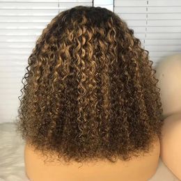 Highlight Ombre Lace Front Wigs Human Hair Colored 4/27 curly Brazilian Blonde for Black Women hd Frontal 130 Density Pre Plucked