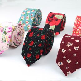 Cotton Rose Men's Colourful Tie Ties Necktie Narrow Chrysanthemum Slim Skinny Cravate Narrow Thick Neckties 6cm