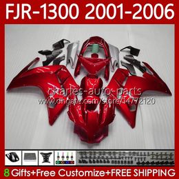 OEM Bodywork For YAMAHA FJR-1300 FJR 1300 A CC FJR1300A 01-06 Moto Bodys 106No.0 FJR1300 01 02 03 04 05 06 FJR-1300A 2001 2002 2003 2004 2005 2006 Fairing Kit Metallic Red