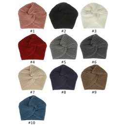 Fashion Winter Women Girl Warm Knitted Beanie Solid Color Turban Hats Headband Cross Head Wrap Caps