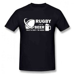 Rugby Love Beer Funny Unisex Graphic Vintage Cool Cotton Short Sleeve T Shirts O-Neck Harajuku T-shirt G1222