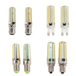 Dimmable LED Bulbs 15W E11/E12/E14/E17/G4/G9/BA15D 3014 SMD 152 LEDs Droplight Silicone Body Lamp AC 220V 110V Crystal Chandeliers light