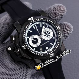 New Chronofighter Left Hand Black Dial Quartz Chronograph Mens Watch PVD Black Steel Case Rubber Stopwatch Sport Watches HWGM Hello_Watch