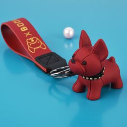 2024 Creativity Lovers Gift Cute French Bulldog Keychain Handbag Pendant Key Chain Ring Jewelry for Decoration