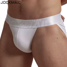 JOCKMAIL Seksi İç Giyim Erkekler Külot Pamuk Bikini Gay Külot Erkekler Sexi Şeffaf Jock sapanlar Beyaz Siyah Kayma