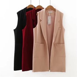 5XL Plus Size Female Vest New Spring Women's Jacket Waistcoat Black Long Veste Femme Korean Fashion Sleeveless Coat Casual 201211