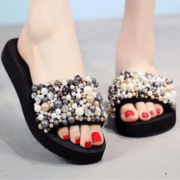 women slides with pearls Flip Flops Cute fashion style ladies slippers and sandals comfortable casual beach shoes ZSQ18 Y200423