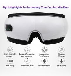 Smart USB Rechargeable Electric Eye Massager Air Pressure Glasses Foldable Bluetooth Music