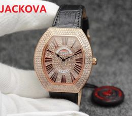 Super business switzerland highend womens watches 40MM luxury fashion genuine leather japan quartz movement full diamonds wristwatch
