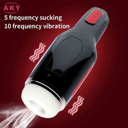 Nxy Automatic Aircraft Cup Sucking 10 Modes Blowjob Masturbator Real Vagina Voice Deep Throat Masturbation Sex Toys for Man 0127