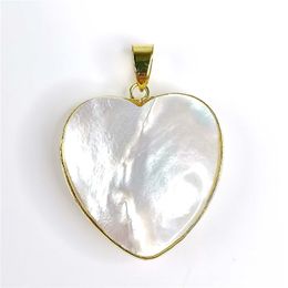 Heart Pendant Natural Ivory White Genuine Mother of Pearl Shell Jewellery 5 Pieces