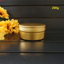 200g 82*43mm Empty Gold Round Aluminium Box Metal Tin Cans 200ml Cosmetic Cream Containers DIY Portable Jar Tea Pothigh qualtity