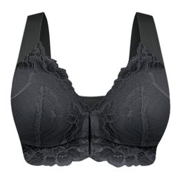 2019 Fashion Women's Adjustable Sports Front Closure Extra-Elastic Breathable Lace Trim Bra