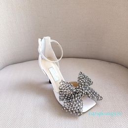 2022designer's latest women's sandals single shoes parchment material fairy bow decoration noble and elegant luxury 3266