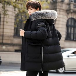 Winter Parka Jacket Men Winter Fur Collar Hood Jacket Thick Cotton Padded Puffer Jacket Outdoor Coat Men Warm Parkas Coat 201203