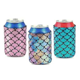 Mermaid 330ml Neoprene Beer Coolies for 12oz Cans and Bottles Drink Coolers DIY Custom Wedding Party LX3129
