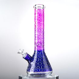 Glass bongs Big Beaker Bong Heady Handcraft Hookahs Ice Pinch 7mm Thick Oil Dab Rigs 18mm Female Joint With Bowl Water Pipes Handwork Purple Colorful Downstem