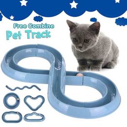 Creative design unique toy Durable and easy to clean Cat Training Toys Track Interactive Ball Toy Pet Accessories Combine Ball LJ201125