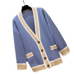 Women Knitted Sweater Breasted Button Female Outwear Cardigan Casual Loose Ladies Cardigans Korean Style 201222