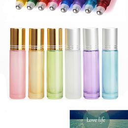 10ml Thick Portable Pearl Colorful Glass Roll Essential Oil Perfume Bottles Travel Refillable Roller Ball Vial 5pcs