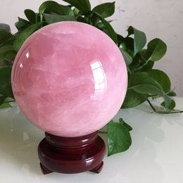 Natural Pink Rose Quartz Crystal Healing Ball Sphere + Stand 201125